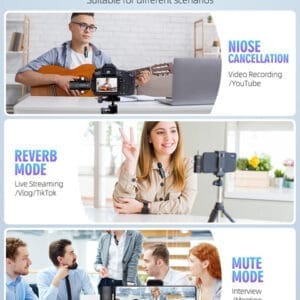 Draadloze microfoon - 3-in-1 professionele microfoon voor iPhone, Android & camera's - groot bereik en ruisonderdrukking - Vesfy - Afbeelding 3