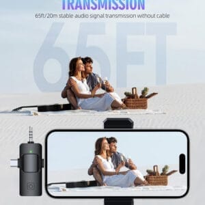 Draadloze microfoon - 3-in-1 professionele microfoon voor iPhone, Android & camera's - groot bereik en ruisonderdrukking - Vesfy - Afbeelding 6