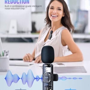 Draadloze microfoon - 3-in-1 professionele microfoon voor iPhone, Android & camera's - groot bereik en ruisonderdrukking - Vesfy - Afbeelding 4