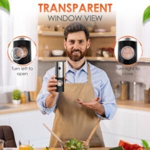 Vesfy XXL Elektrische Peper en Zoutmolen Set - USB Oplaadbaar met Laadstation - Instelbare Maalgraad - LED Licht - BBQ Accessoires - Image 7