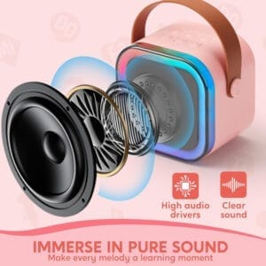 Machine Karaoké - Enceinte portable Bluetooth avec microphone sans fil et lumières LED - Vesfy – Image 6