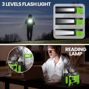 Notfallradio - 7400mWh Solar- und Kurbelantrieb mit eingebauten Kabeln und LED-Taschenlampe - Vesfy – Bild 7