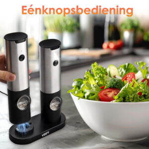 Zout- en pepermolenset - oplaadbaar met oplaadstation & instelbare grofheid - Vesfy - Afbeelding 4