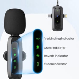 Vesfy Draadloze Microfoon - 2 Stuks - Geschikt voor iPhone, Android en Camera - Plug & Play - 20 Meter Bereik - Afbeelding 5