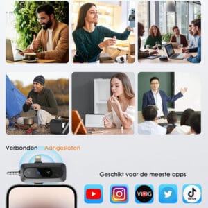 Vesfy Draadloze Microfoon - 2 Stuks - Geschikt voor iPhone, Android en Camera - Plug & Play - 20 Meter Bereik - Afbeelding 4